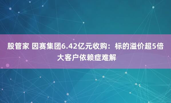 股管家 因赛集团6.42亿元收购：标的溢价超5倍 大客户依赖症难解